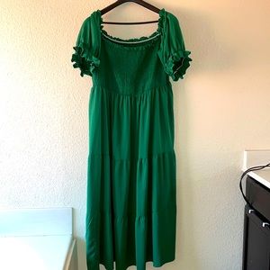 Forest Green Off Shoulder Dress US20